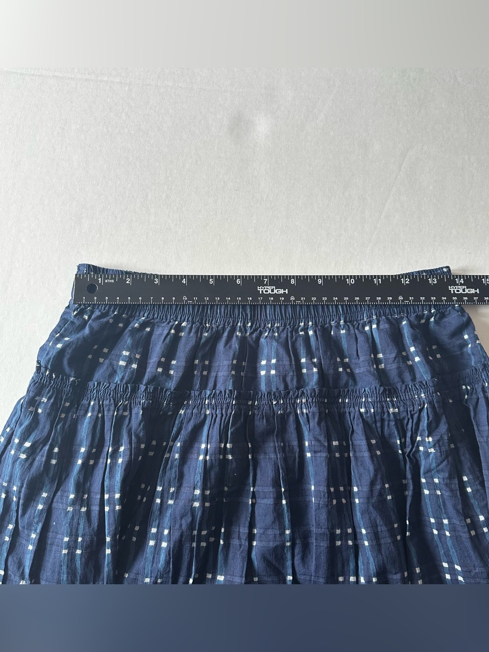 Madewell Shibori Indigo Plaid Pull-onTiered Midi Skirt - Sz S Bohemian, Preppy - Picture 4 of 8
